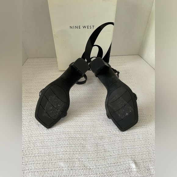 Nine West Black Block Heel Sandals with Ankle Strap - Picture 4 of 6